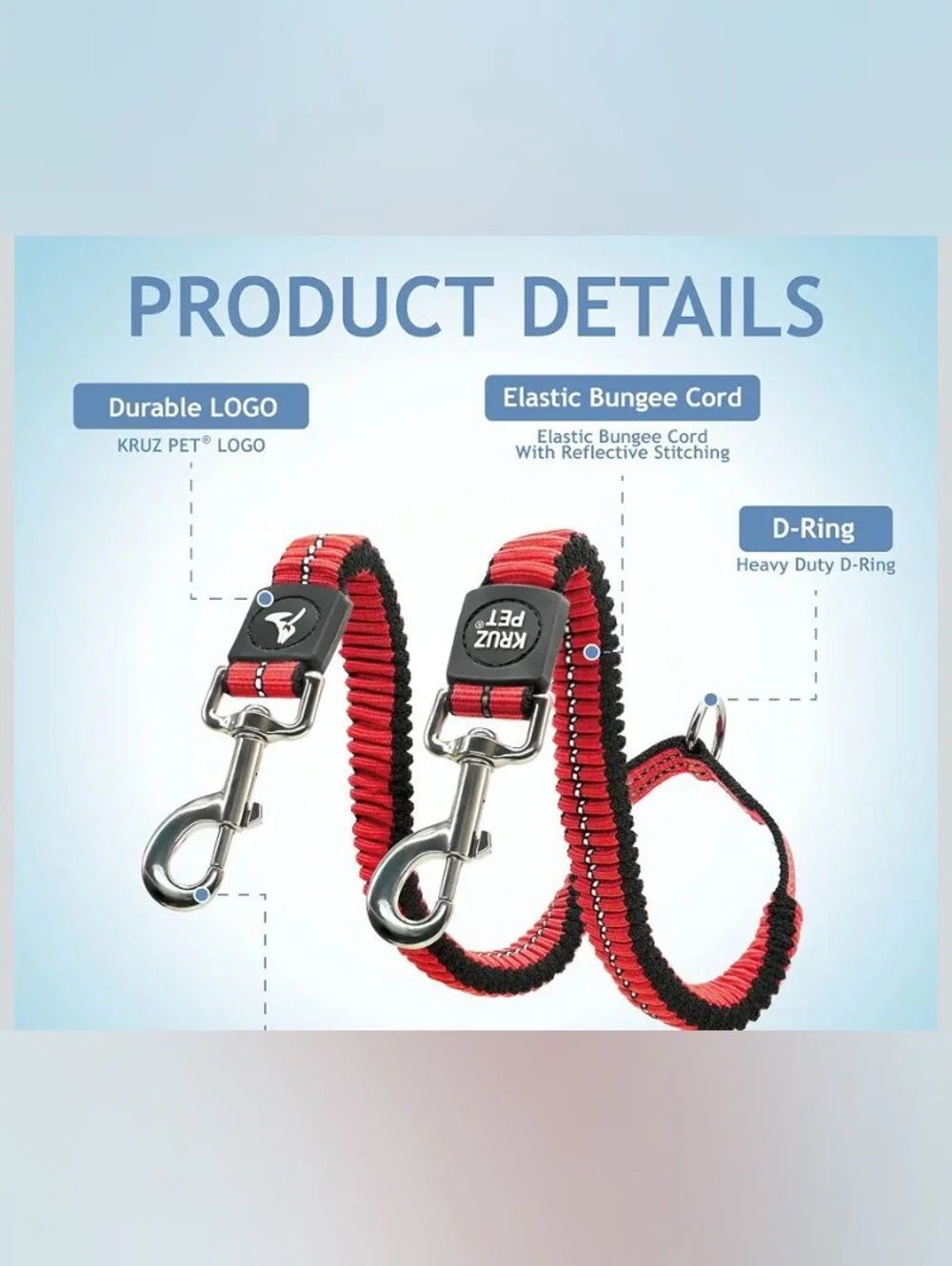 Kruz Pet Limited Edition Red & Black Double 🐶 Dog Leash For 2 Dogs Size S